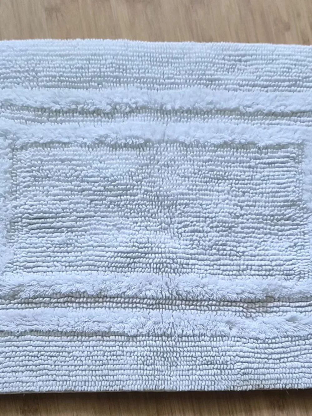 Hotel Collection White Plush Bath Mat with Subtle Stripe Texture